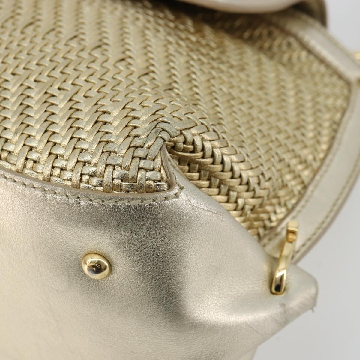 Salvatore Ferragamo Sofia Gancini Hand Bag Leather 2way Gold Auth 179912A