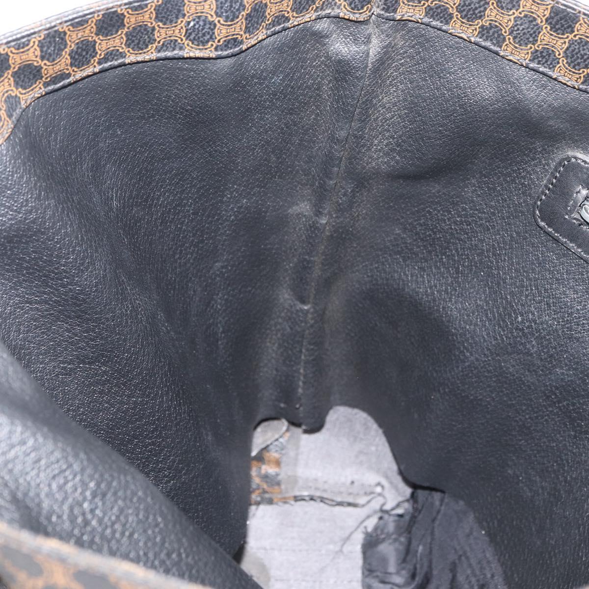 CELINE Macadam Canvas Tote Bag PVC Leather Black Gold Auth 179914