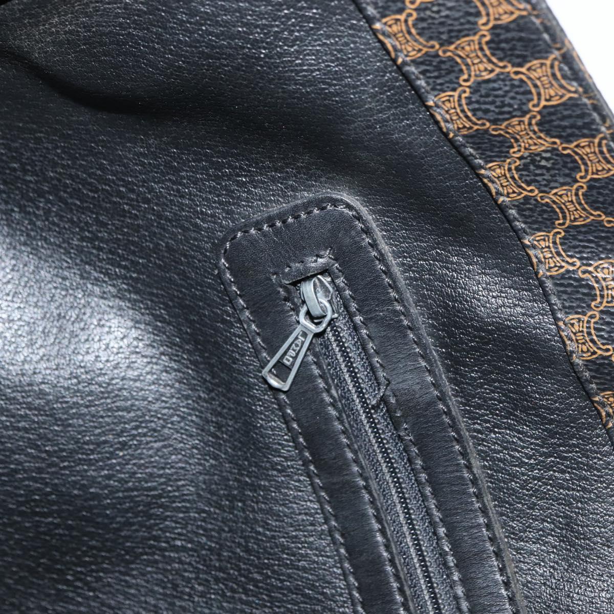 CELINE Macadam Canvas Tote Bag PVC Leather Black Gold Auth 179914