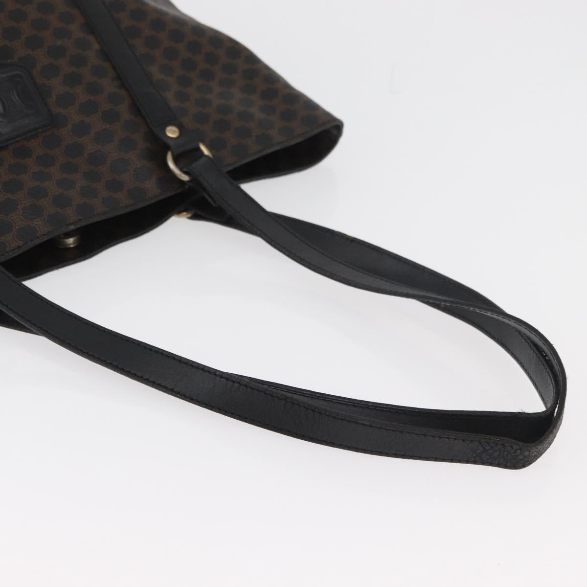 CELINE Macadam Canvas Tote Bag PVC Leather Black Gold Auth 179914