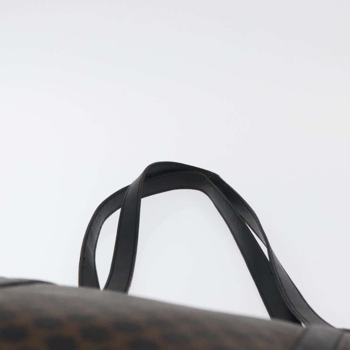 CELINE Macadam Canvas Tote Bag PVC Leather Black Gold Auth 179914