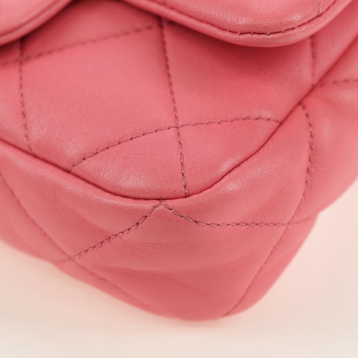 CHANEL Matelasse Chain Shoulder Bag Lamb Skin Gold Pink CC Auth 179920SAM