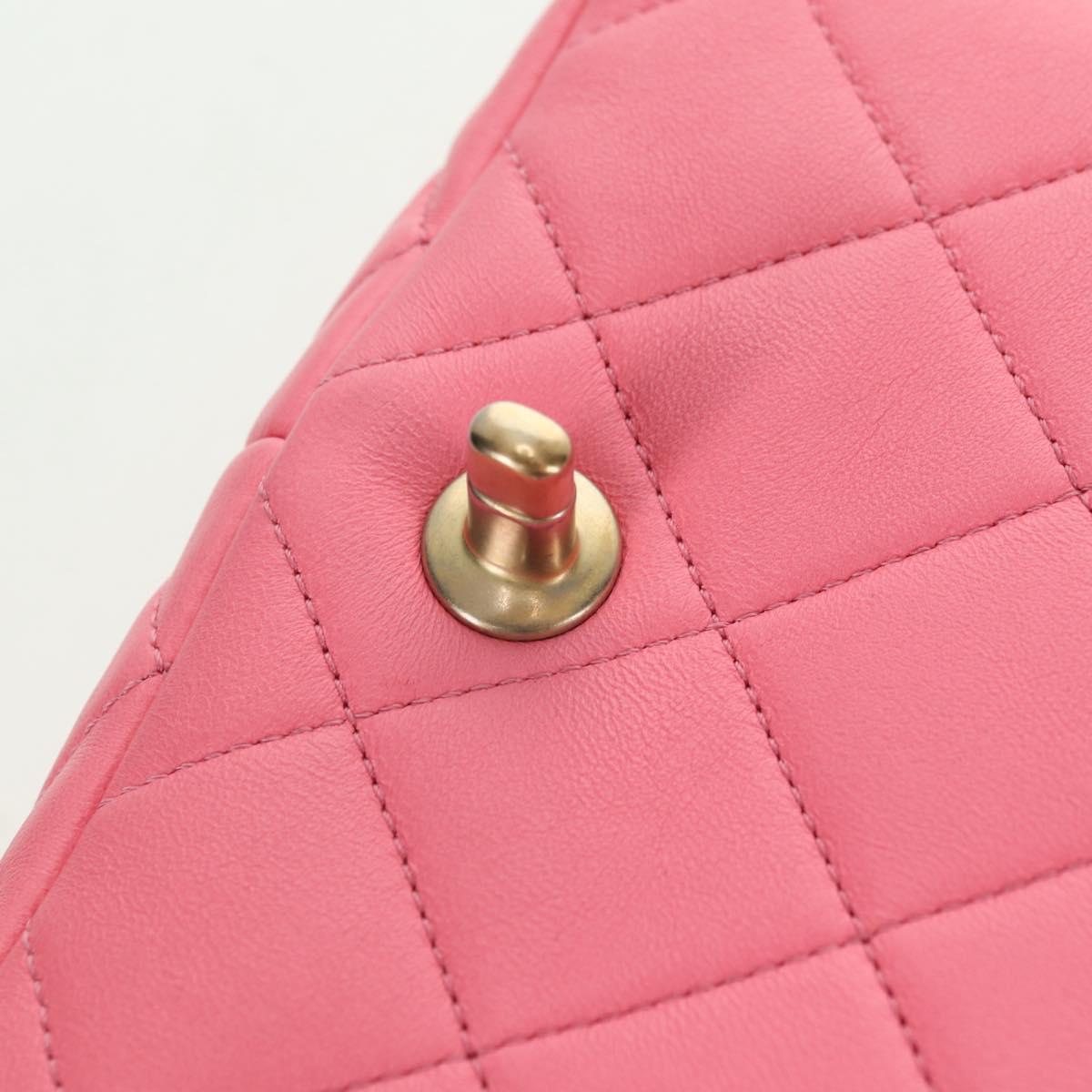 CHANEL Matelasse Chain Shoulder Bag Lamb Skin Gold Pink CC Auth 179920SAM