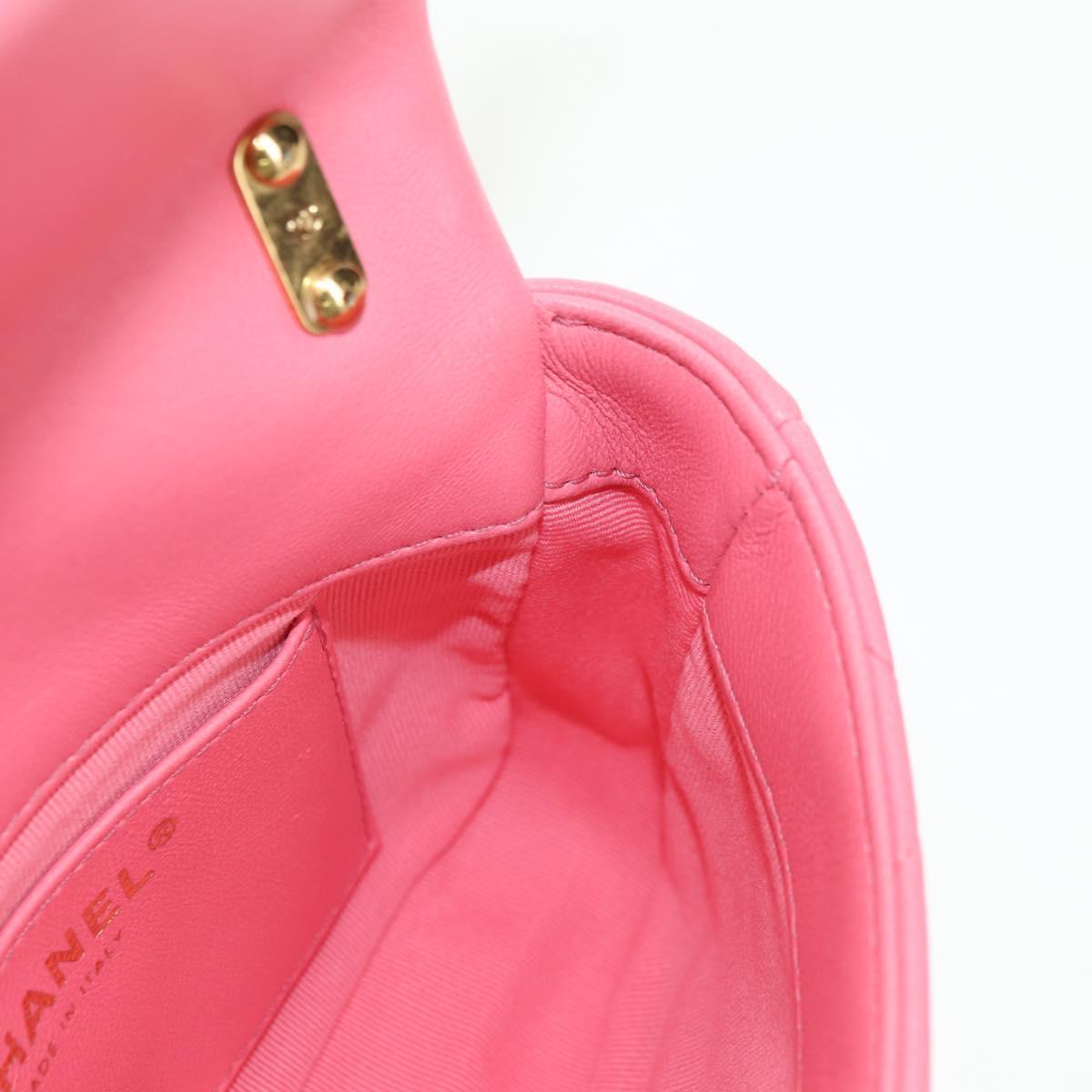CHANEL Matelasse Chain Shoulder Bag Lamb Skin Gold Pink CC Auth 179920SAM