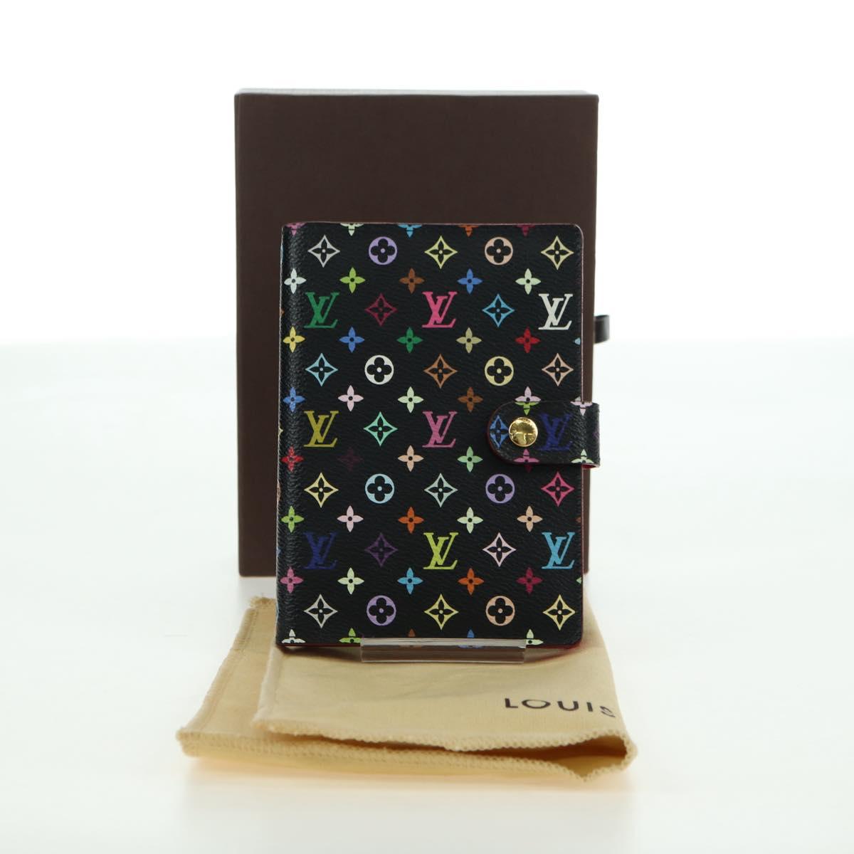 LOUIS VUITTON Monogram Multicolor Agenda PM Day Cover Black R20895 Auth 179928V