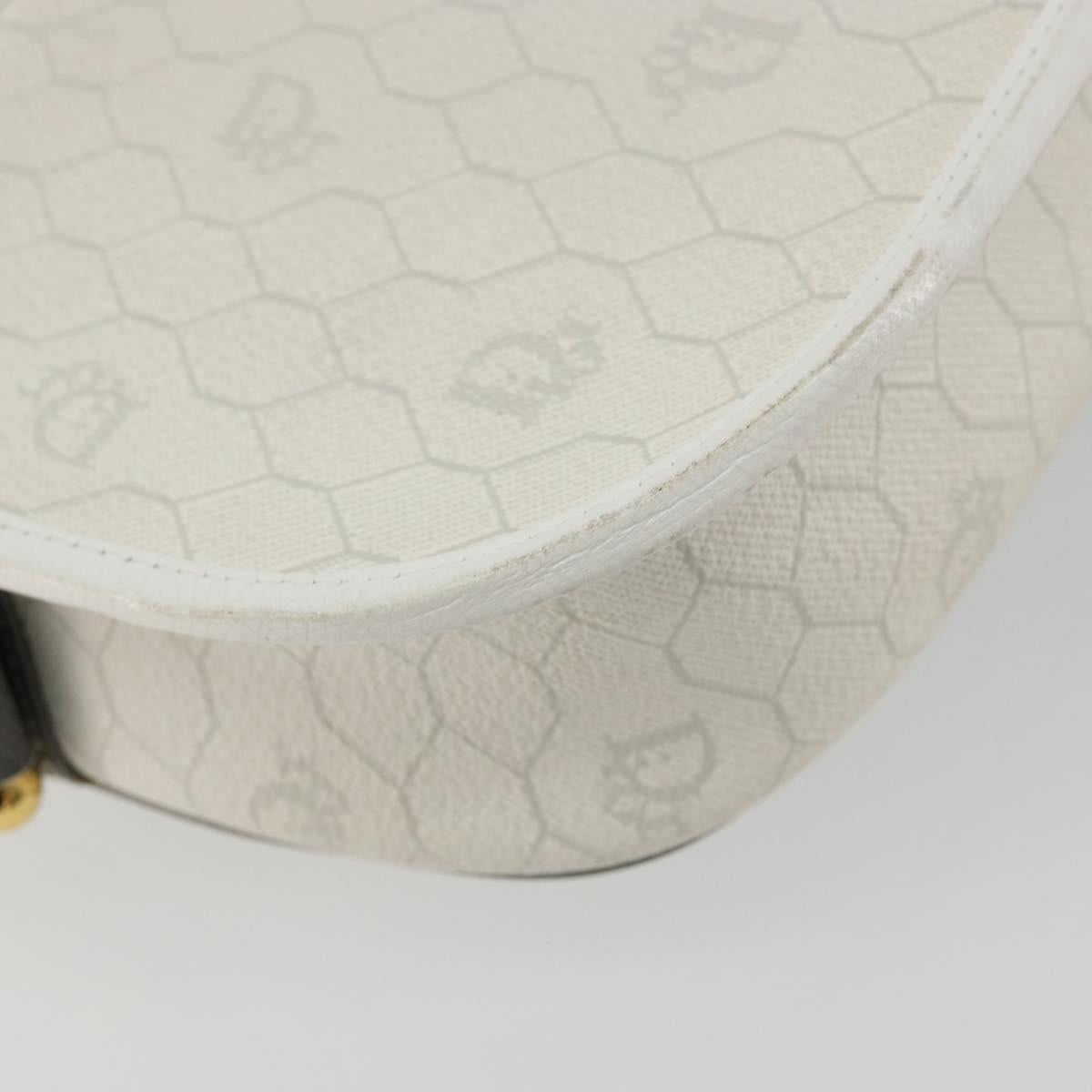 Christian Dior Honeycomb Canvas Shoulder Bag PVC White Gold Auth 179931