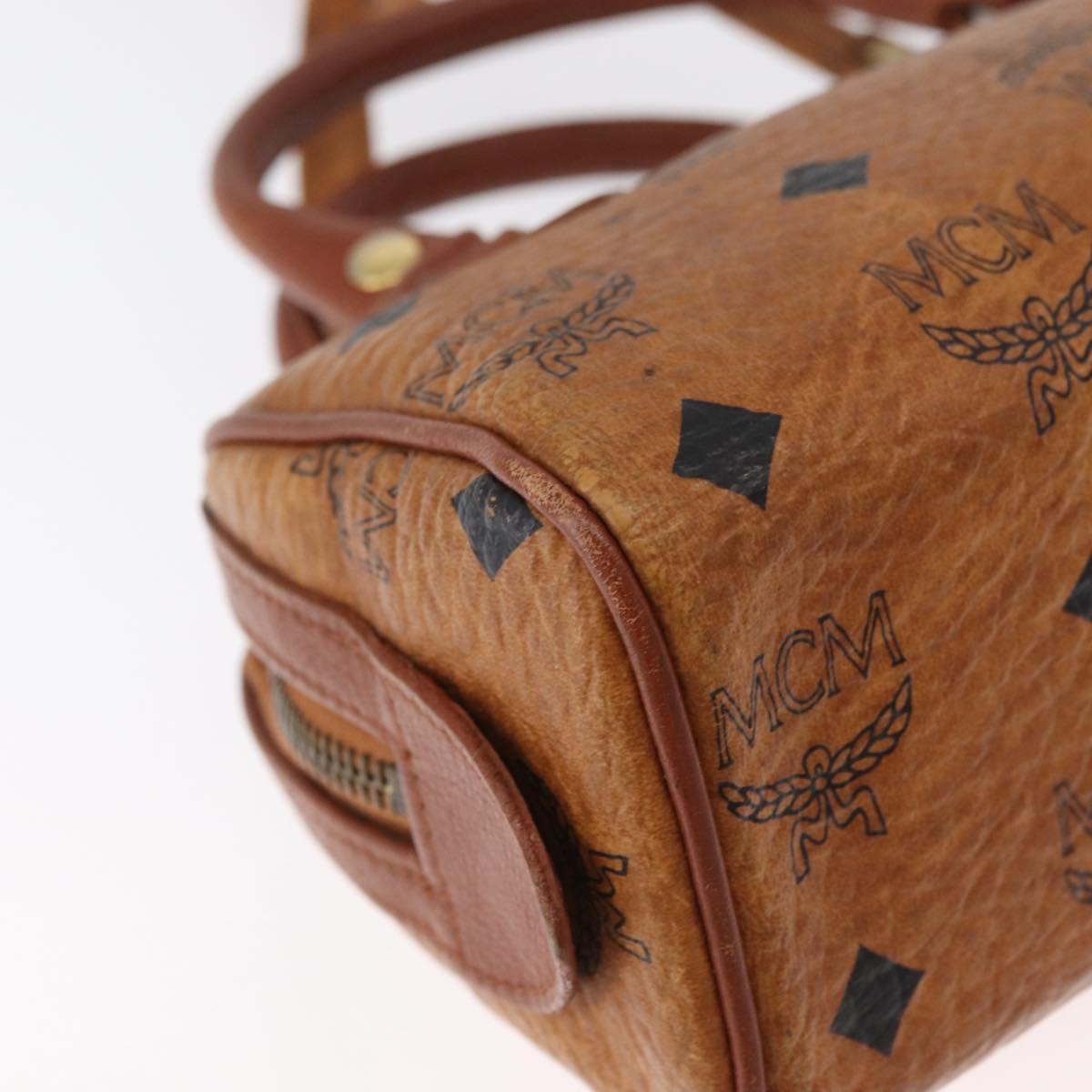 MCM Logogram Vicetos Mini Boston Bag PVC 2way Brown Gold Auth 179932