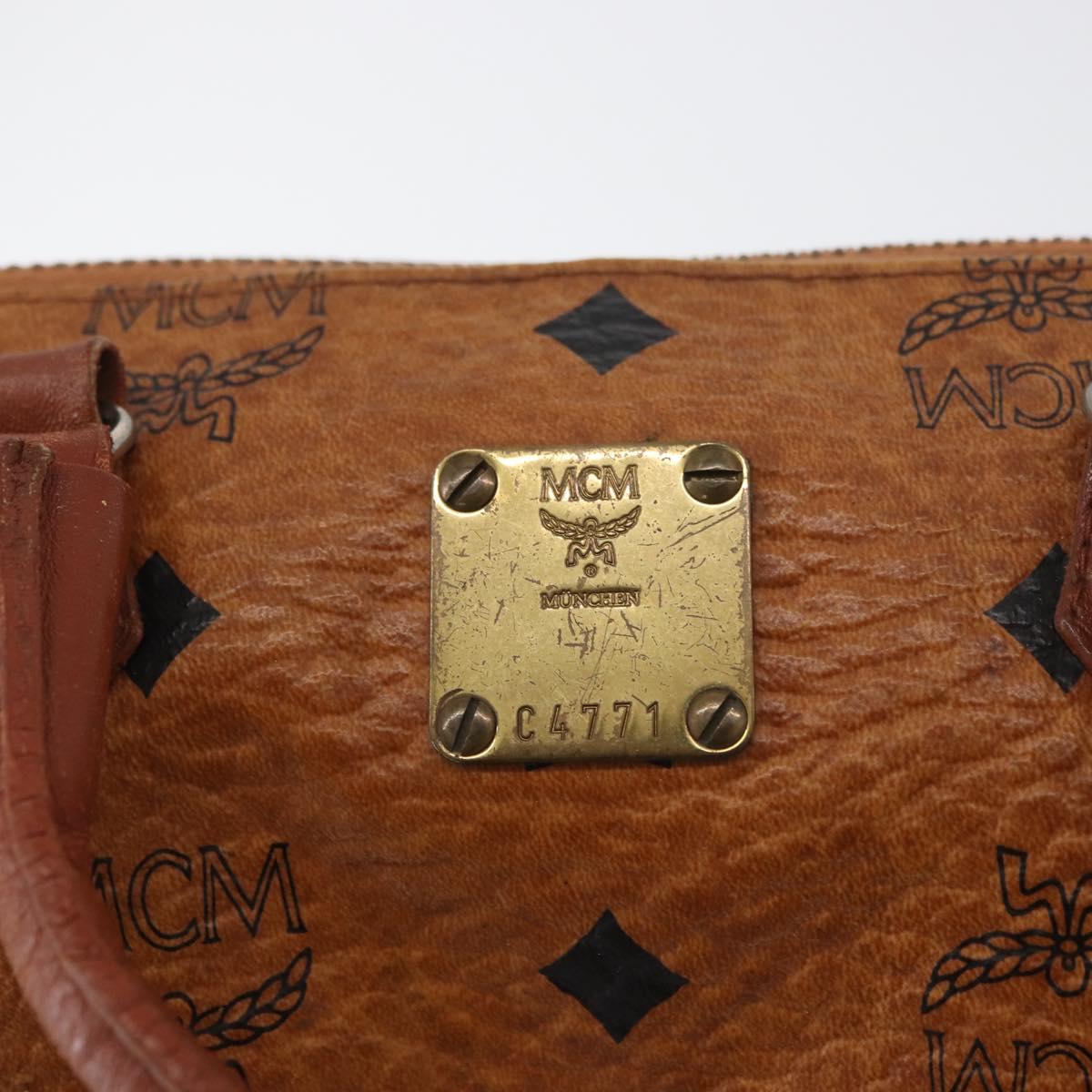 MCM Logogram Vicetos Mini Boston Bag PVC 2way Brown Gold Auth 179932