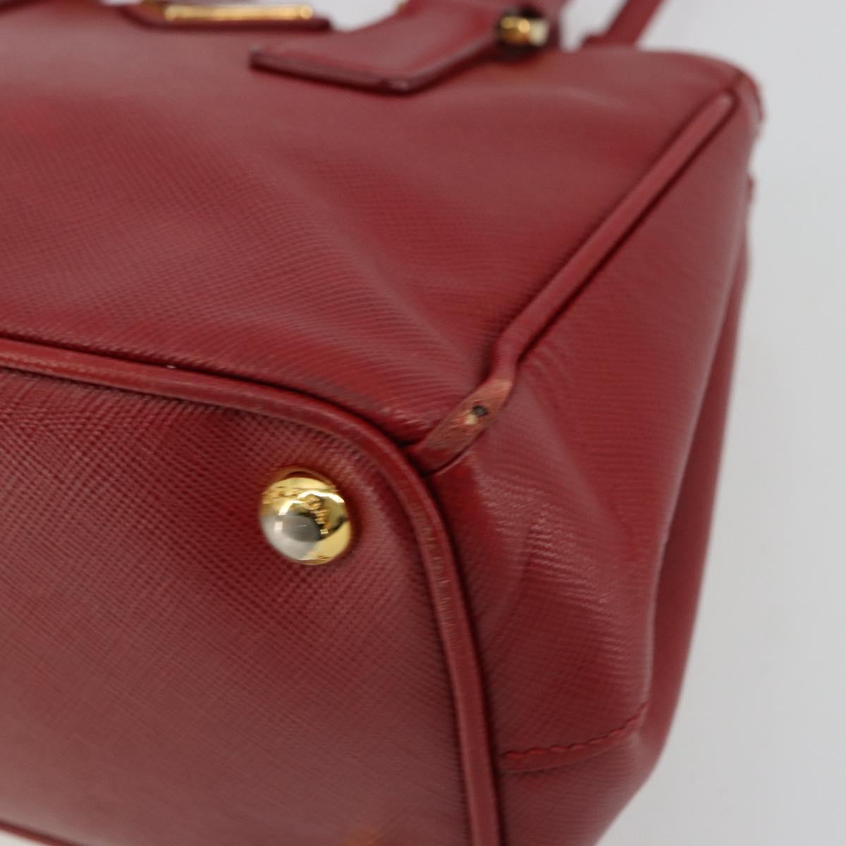 PRADA Hand Bag Safiano leather 2way Red Gold Auth 179933