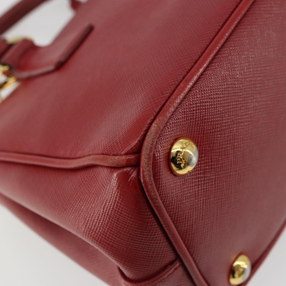 PRADA Hand Bag Safiano leather 2way Red Gold Auth 179933