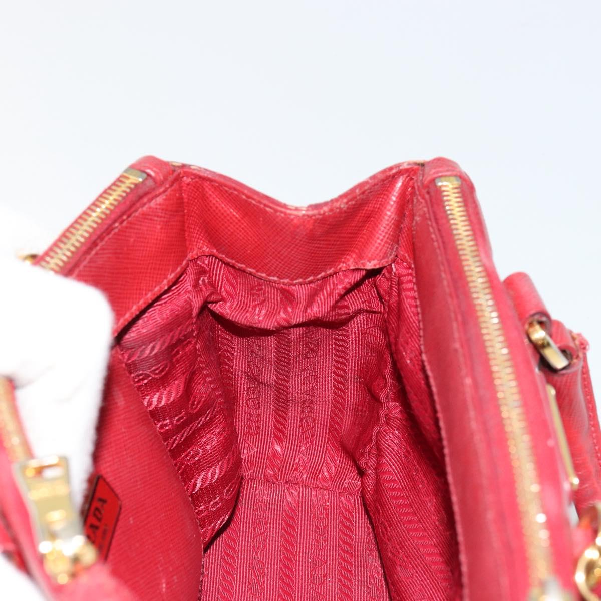 PRADA Hand Bag Safiano leather 2way Red Gold Auth 179933