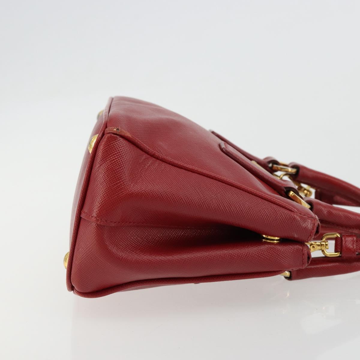 PRADA Hand Bag Safiano leather 2way Red Gold Auth 179933