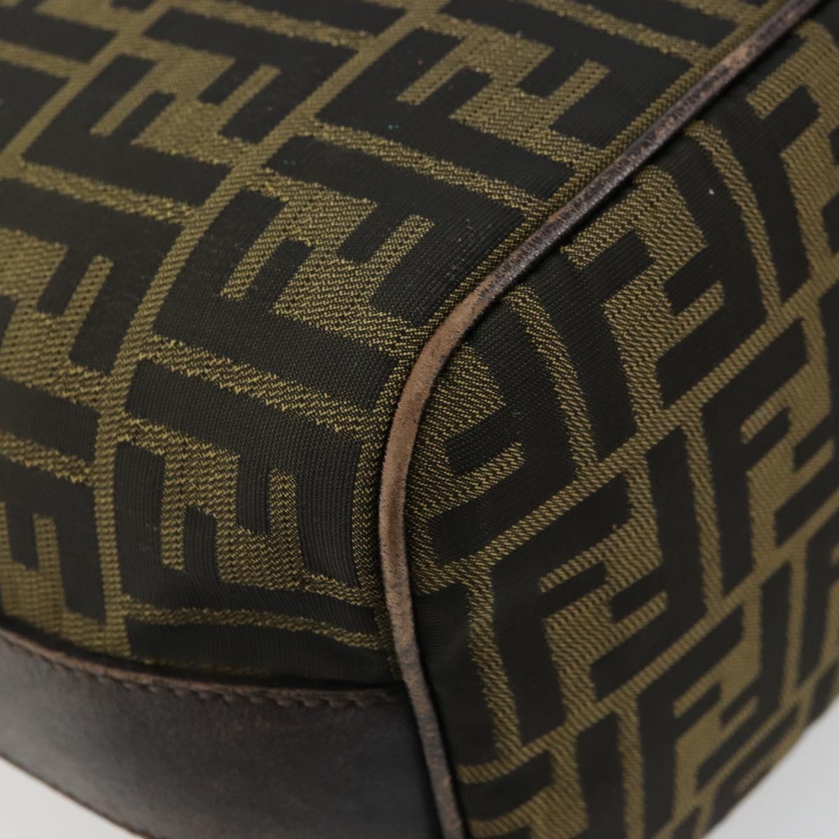 FENDI Zucca Canvas Shoulder Bag Black Brown Auth 179934A