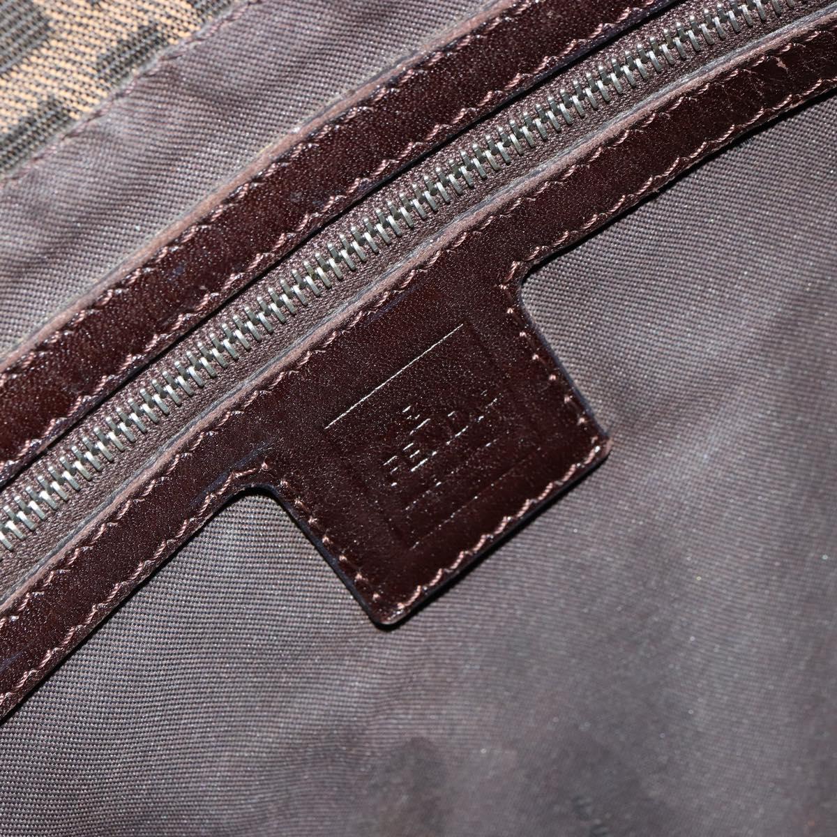 FENDI Zucca Canvas Mamma Baguette Shoulder Bag Black Brown Auth 179939A