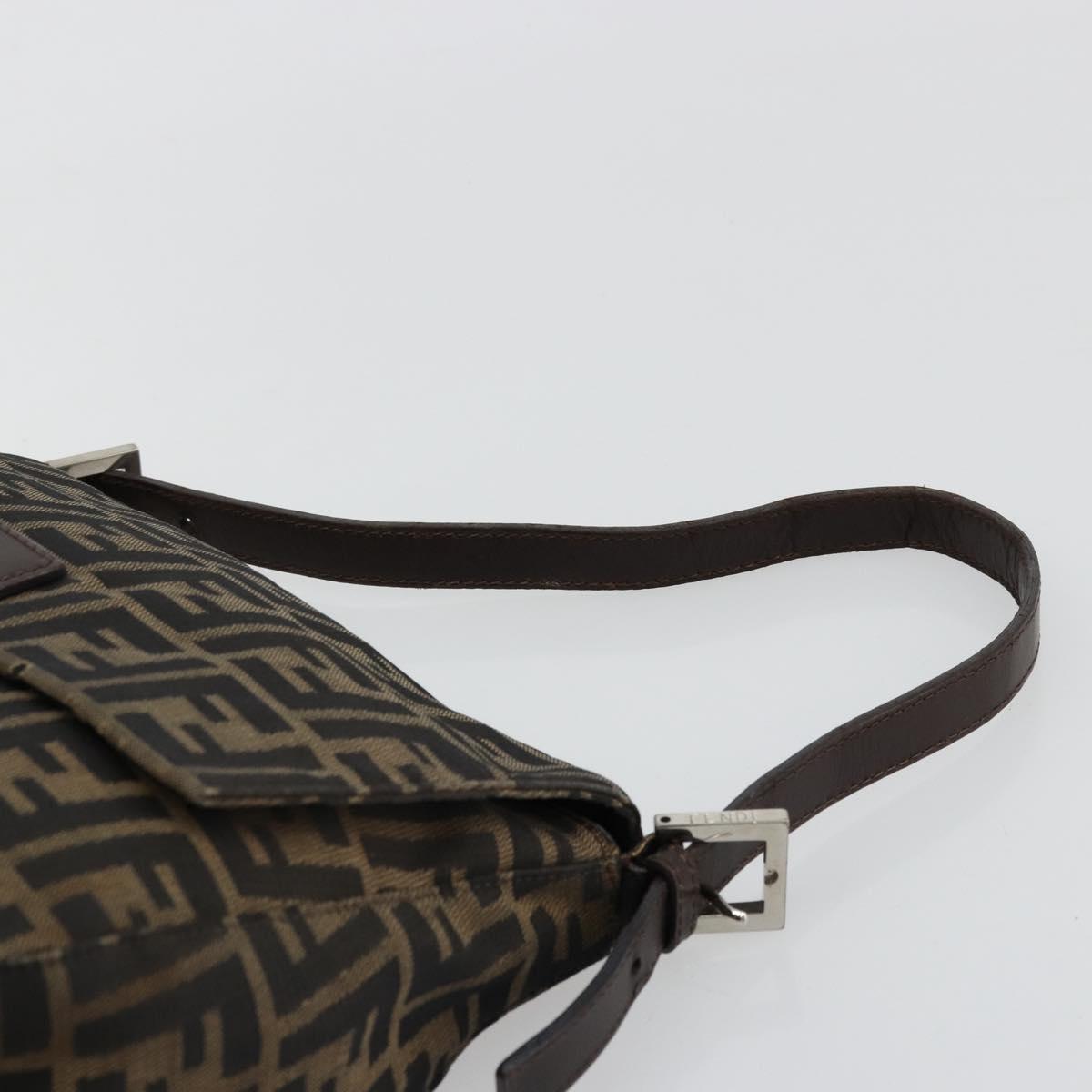 FENDI Zucca Canvas Mamma Baguette Shoulder Bag Black Brown Auth 179939A