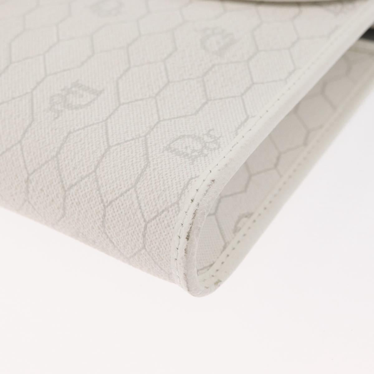 Christian Dior Honeycomb Canvas Shoulder Bag PVC White Gold Auth 179940A
