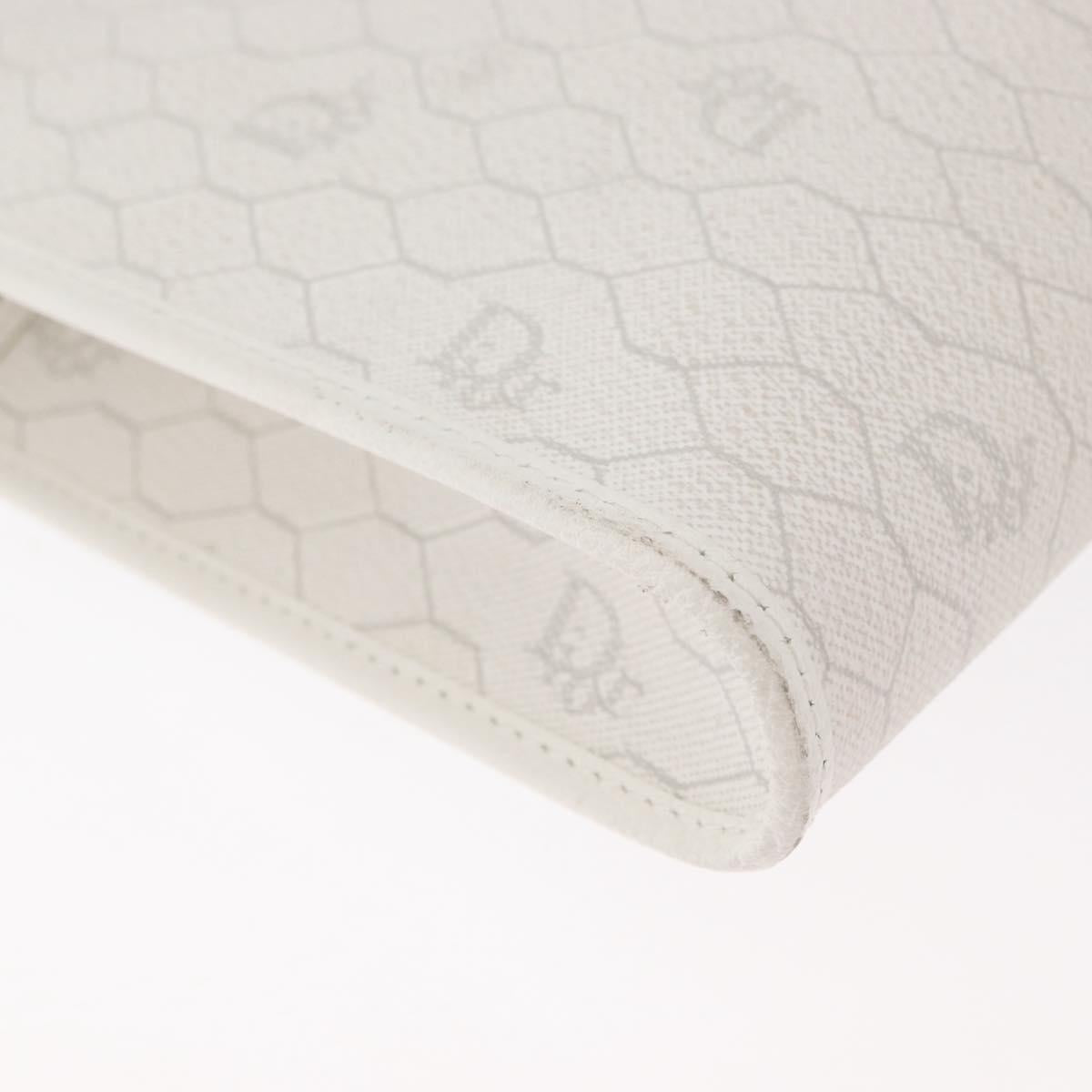 Christian Dior Honeycomb Canvas Shoulder Bag PVC White Gold Auth 179940A
