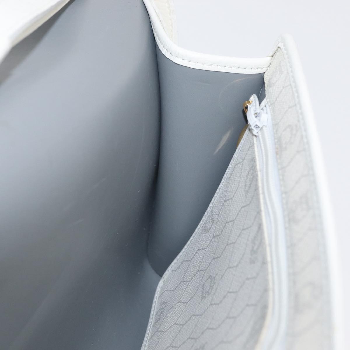 Christian Dior Honeycomb Canvas Shoulder Bag PVC White Gold Auth 179940A