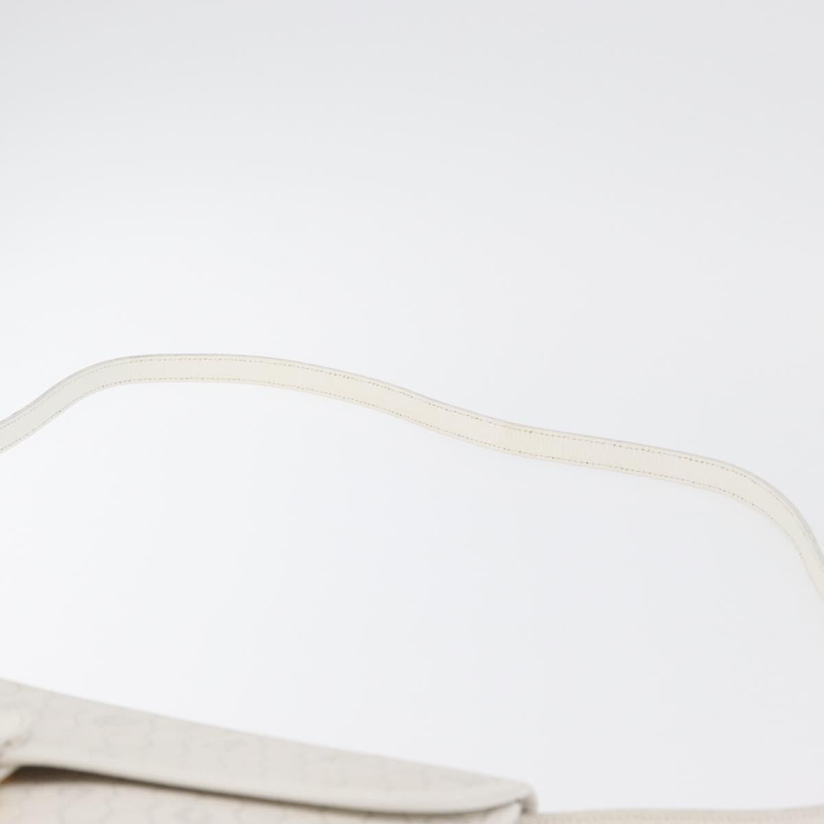 Christian Dior Honeycomb Canvas Shoulder Bag PVC White Gold Auth 179940A