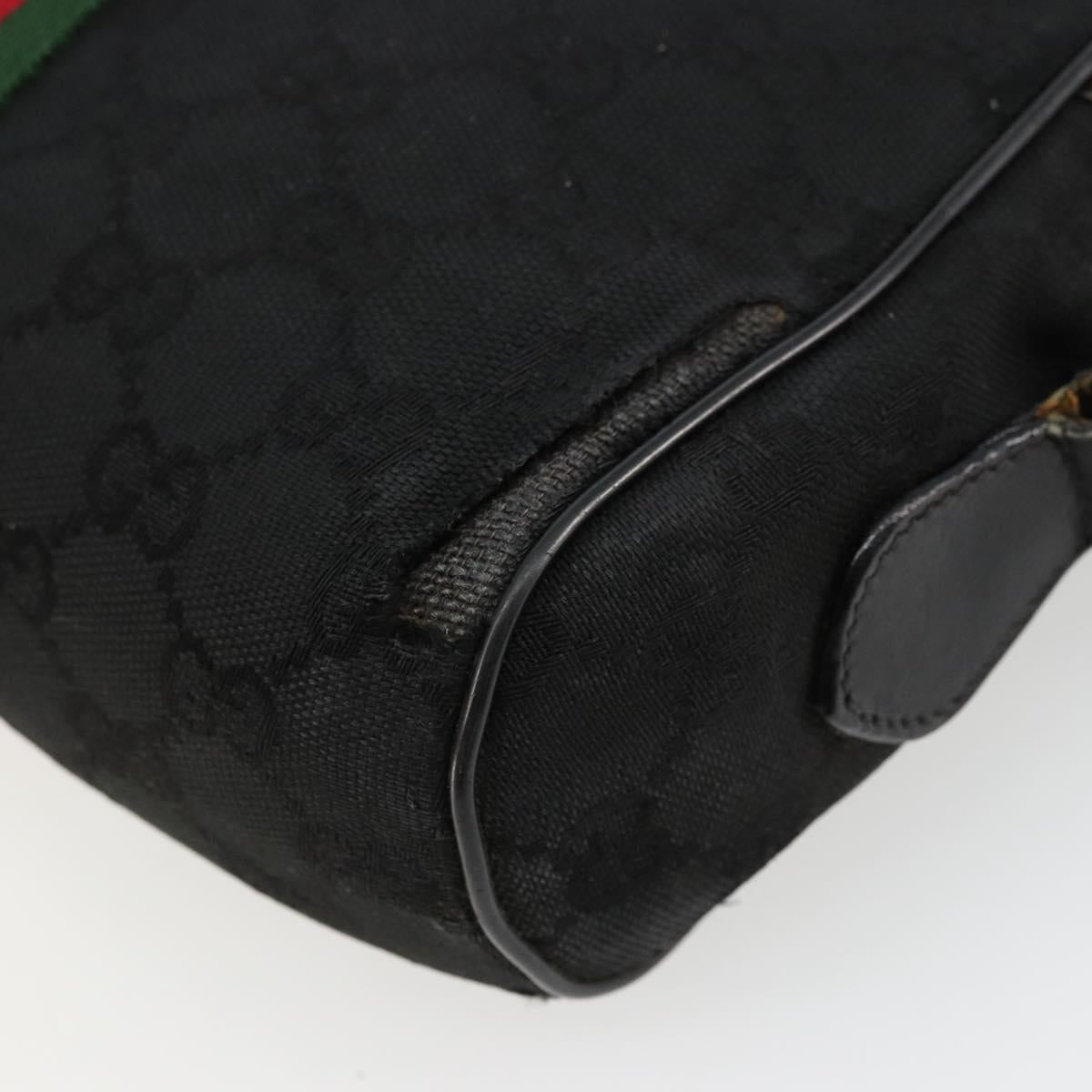 GUCCI GG Canvas Web Sherry Line Bag Black Gold Red 67 01 5654 Auth 179945