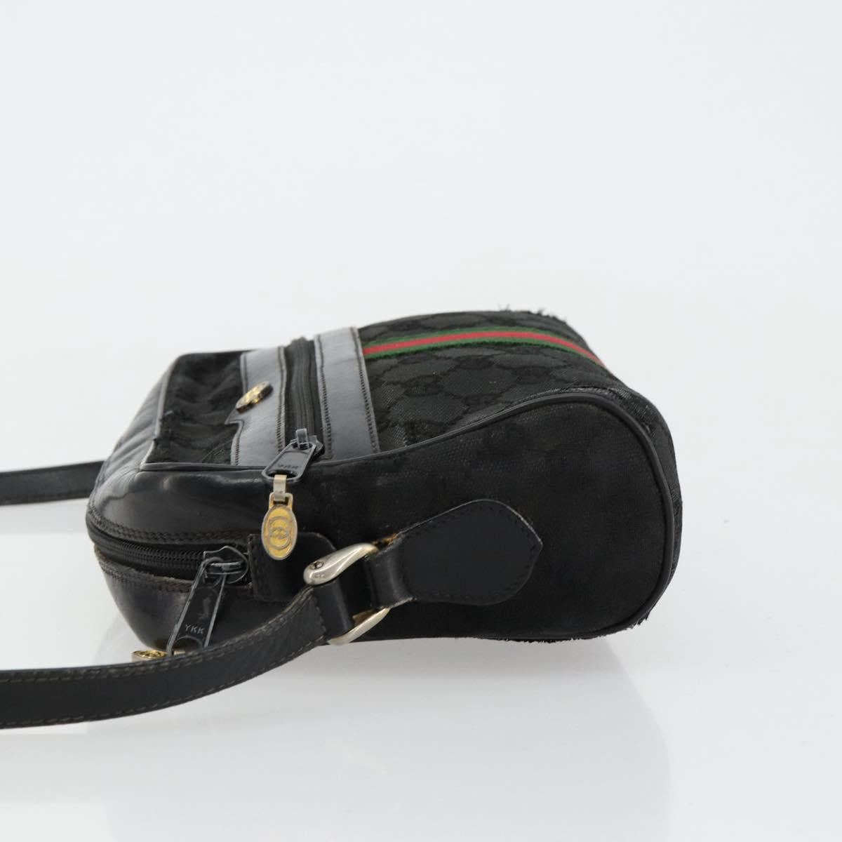 GUCCI GG Canvas Web Sherry Line Bag Black Gold Red 67 01 5654 Auth 179945