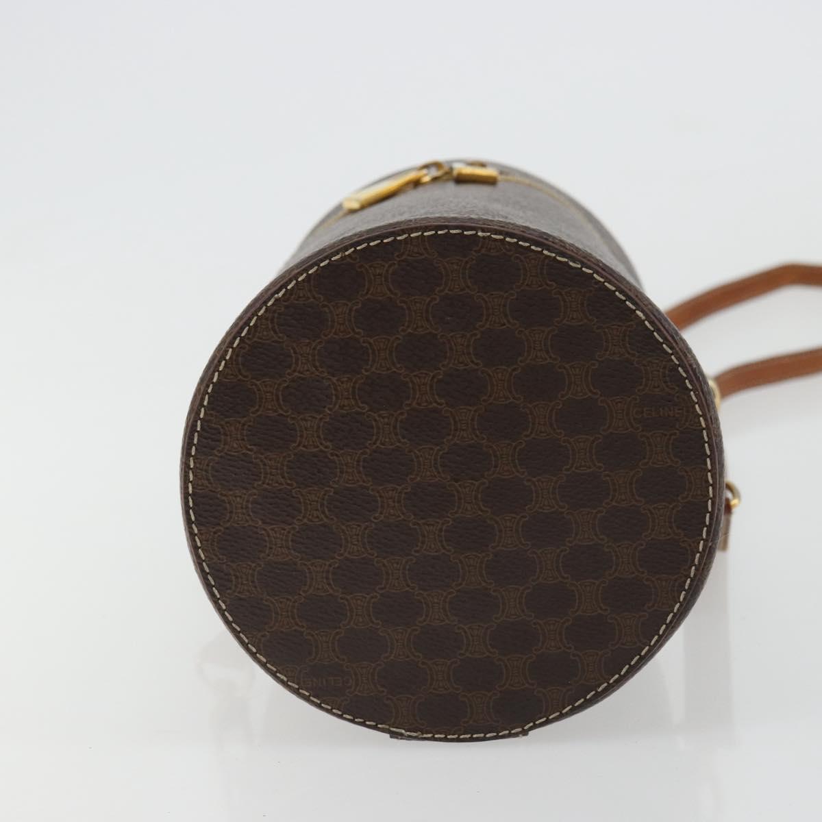CELINE Macadam Canvas Shoulder Bag PVC Leather Brown Gold Auth 179946