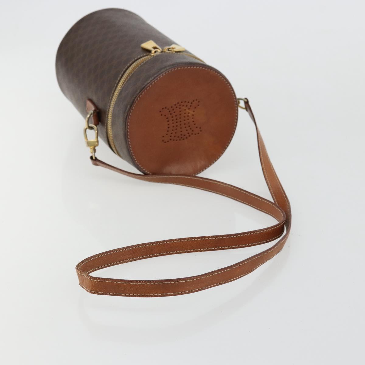 CELINE Macadam Canvas Shoulder Bag PVC Leather Brown Gold Auth 179946