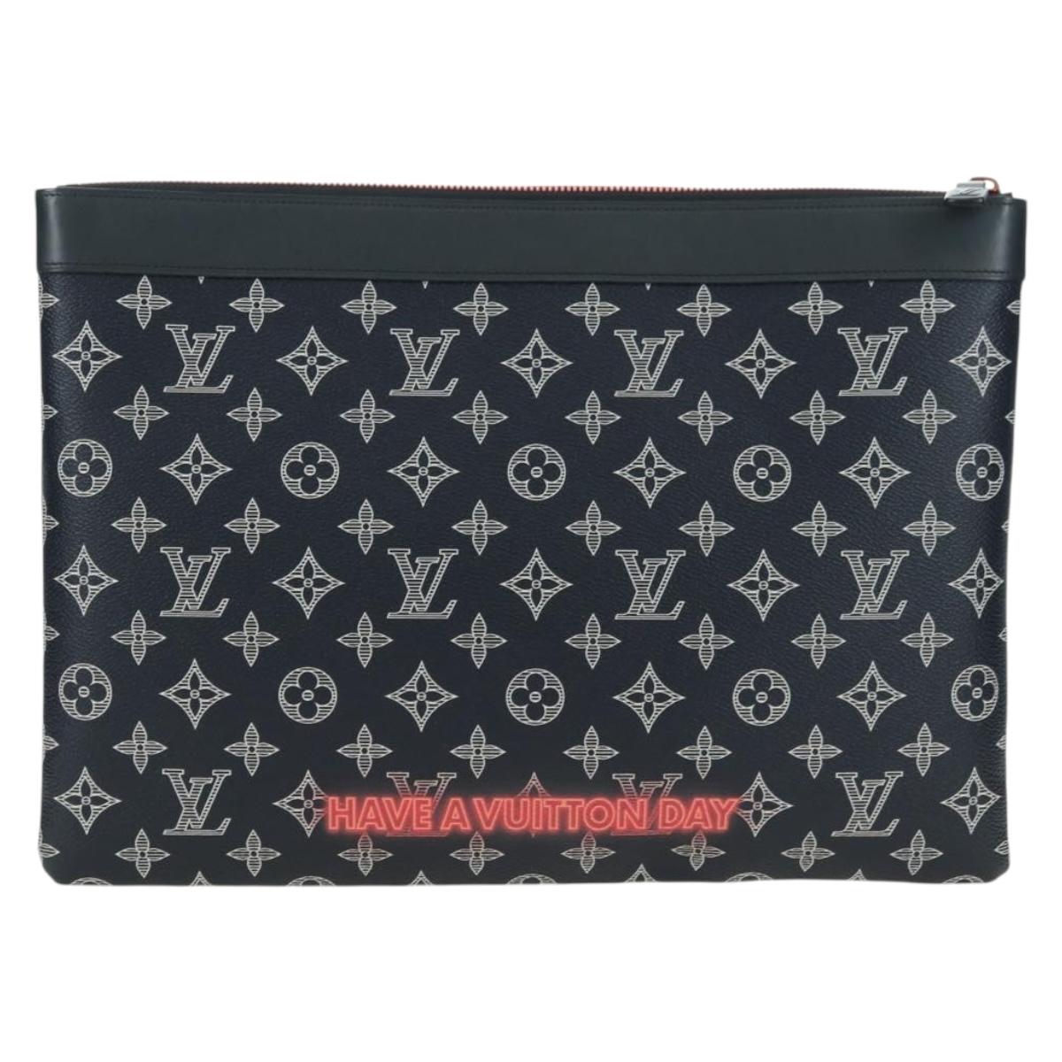 LOUIS VUITTON Monogram Ink Pochette Apollo Clutch Bag Navy M62905 Auth 179951M