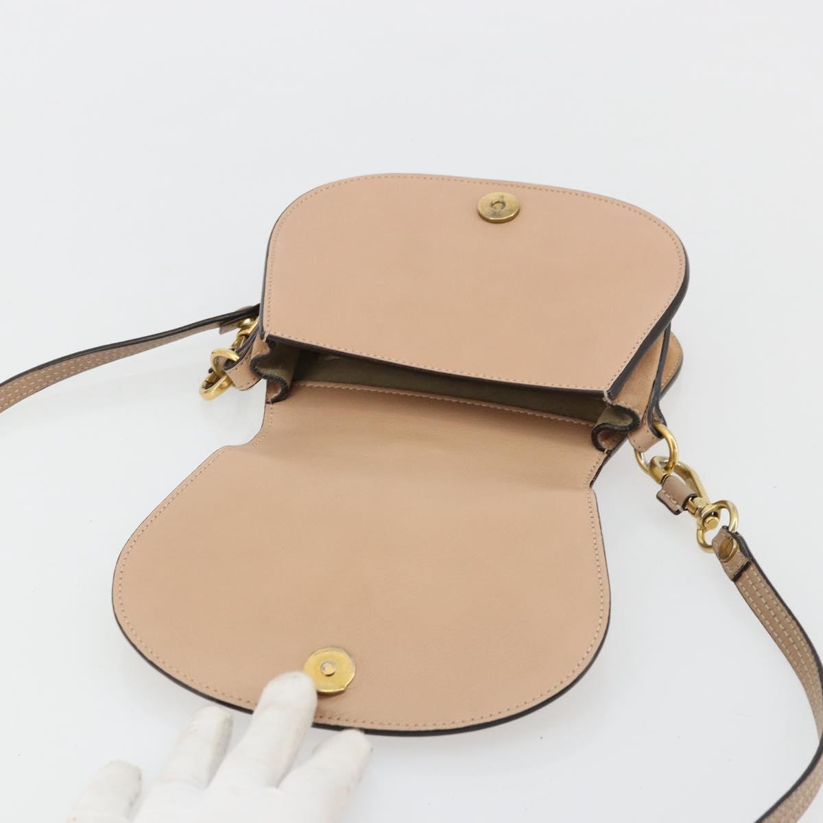 Chloe Nile Hand Bag Leather 2way Beige Gold Auth 179953A