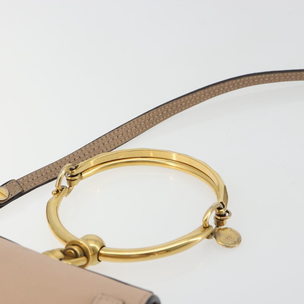 Chloe Nile Hand Bag Leather 2way Beige Gold Auth 179953A