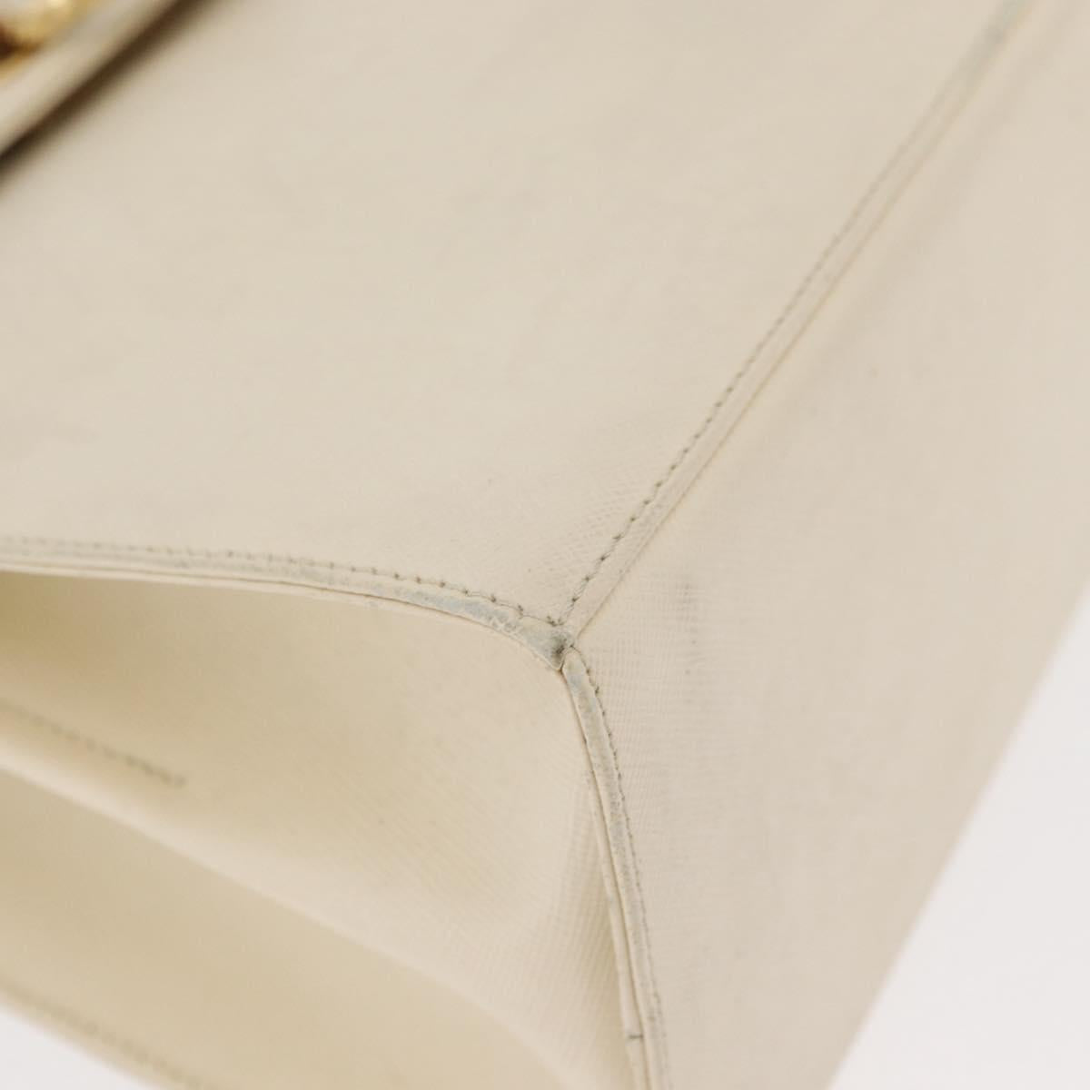 Salvatore Ferragamo Gancini Hand Bag Leather 2way White Gold Auth 179959