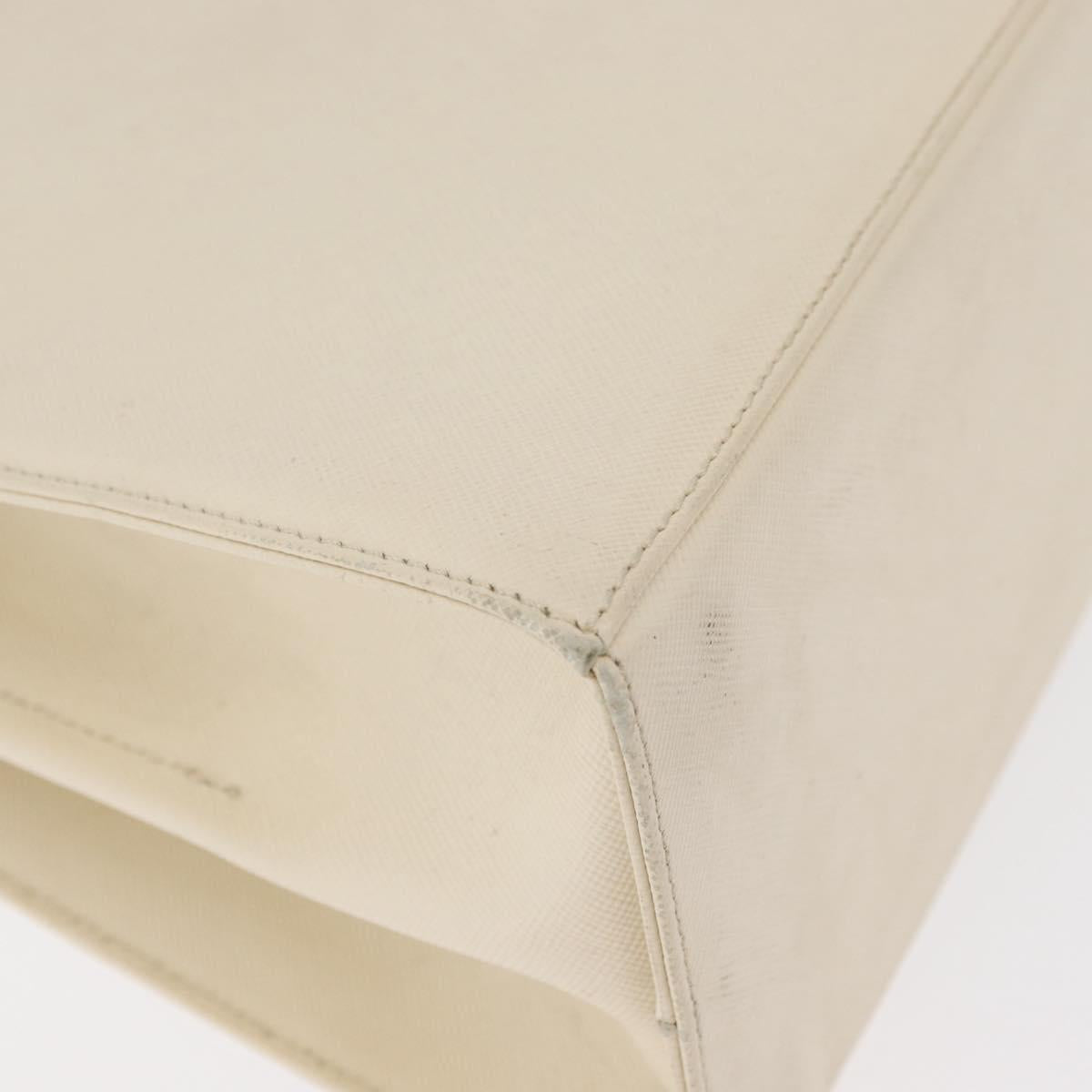 Salvatore Ferragamo Gancini Hand Bag Leather 2way White Gold Auth 179959