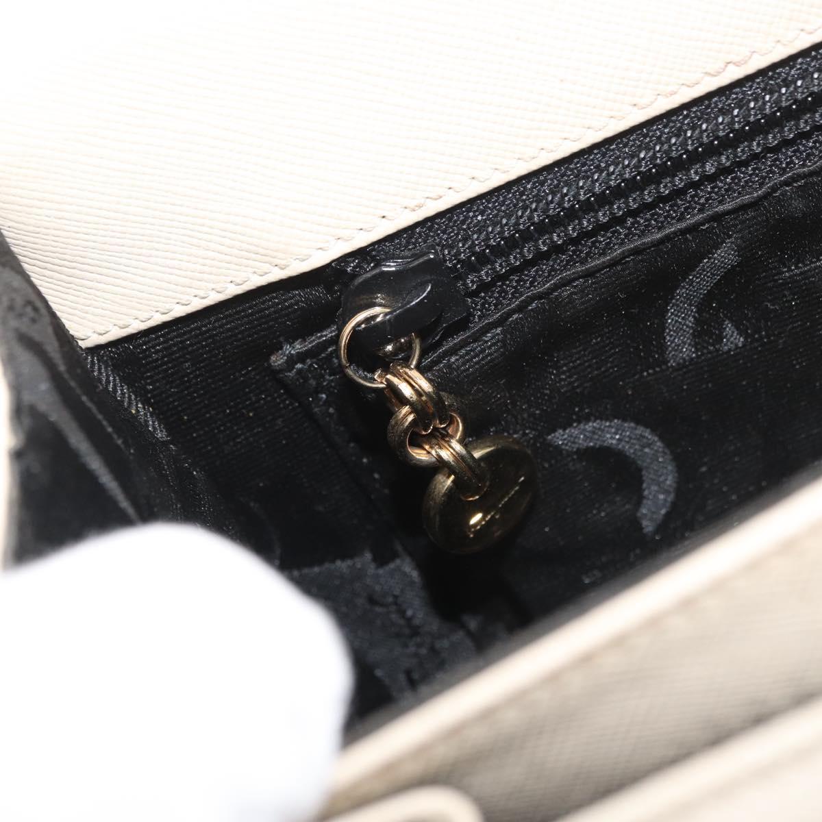 Salvatore Ferragamo Gancini Hand Bag Leather 2way White Gold Auth 179959