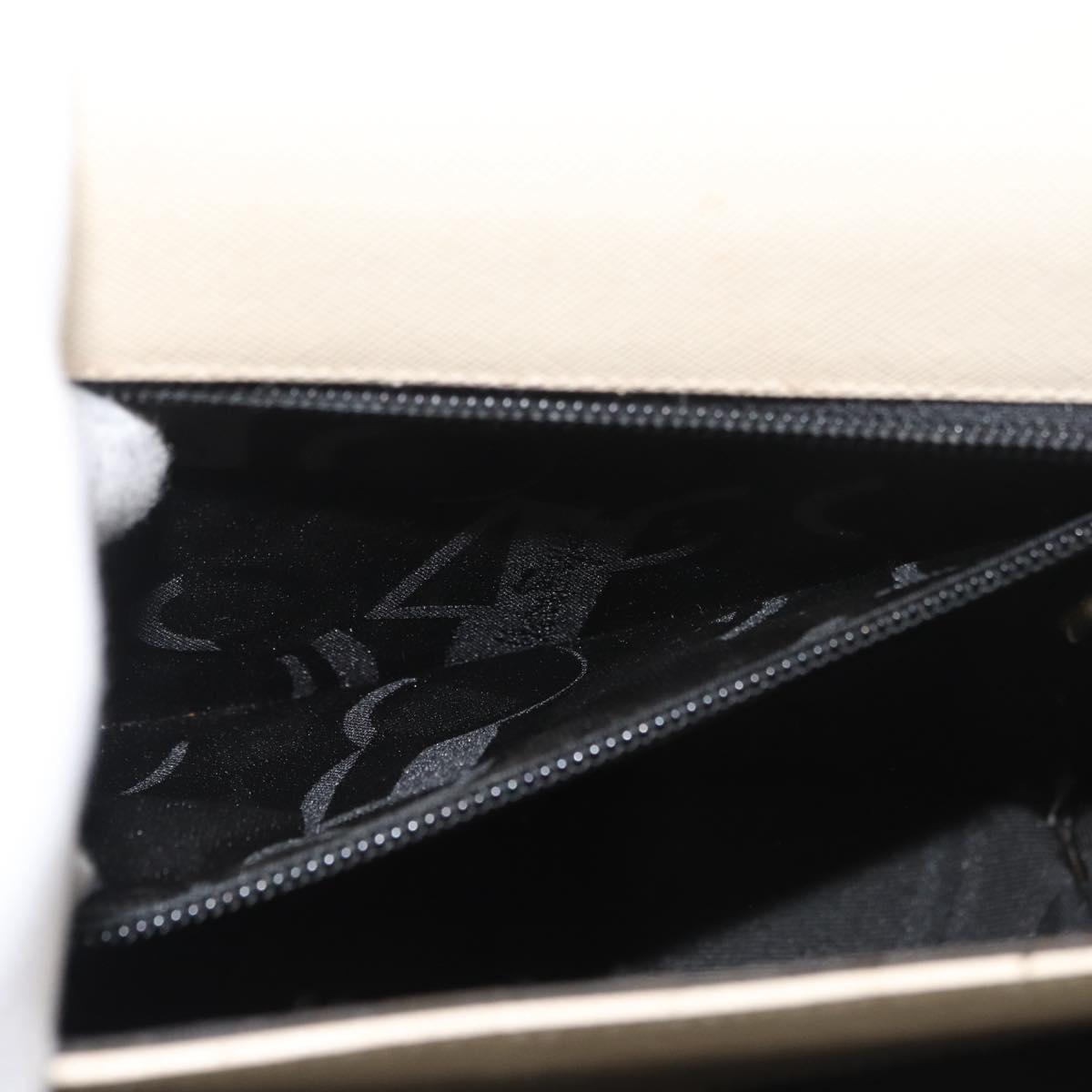 Salvatore Ferragamo Gancini Hand Bag Leather 2way White Gold Auth 179959