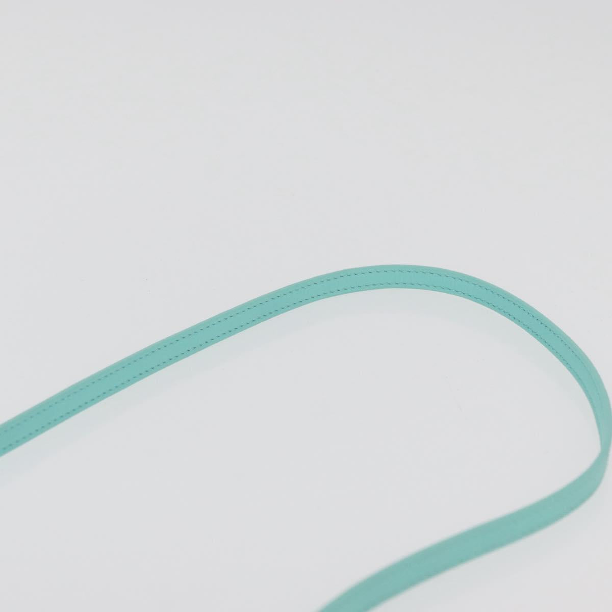 TIFFANY&Co. Return To Charm Bag Leather 2way Turquoise Blue Silver Auth 179961A