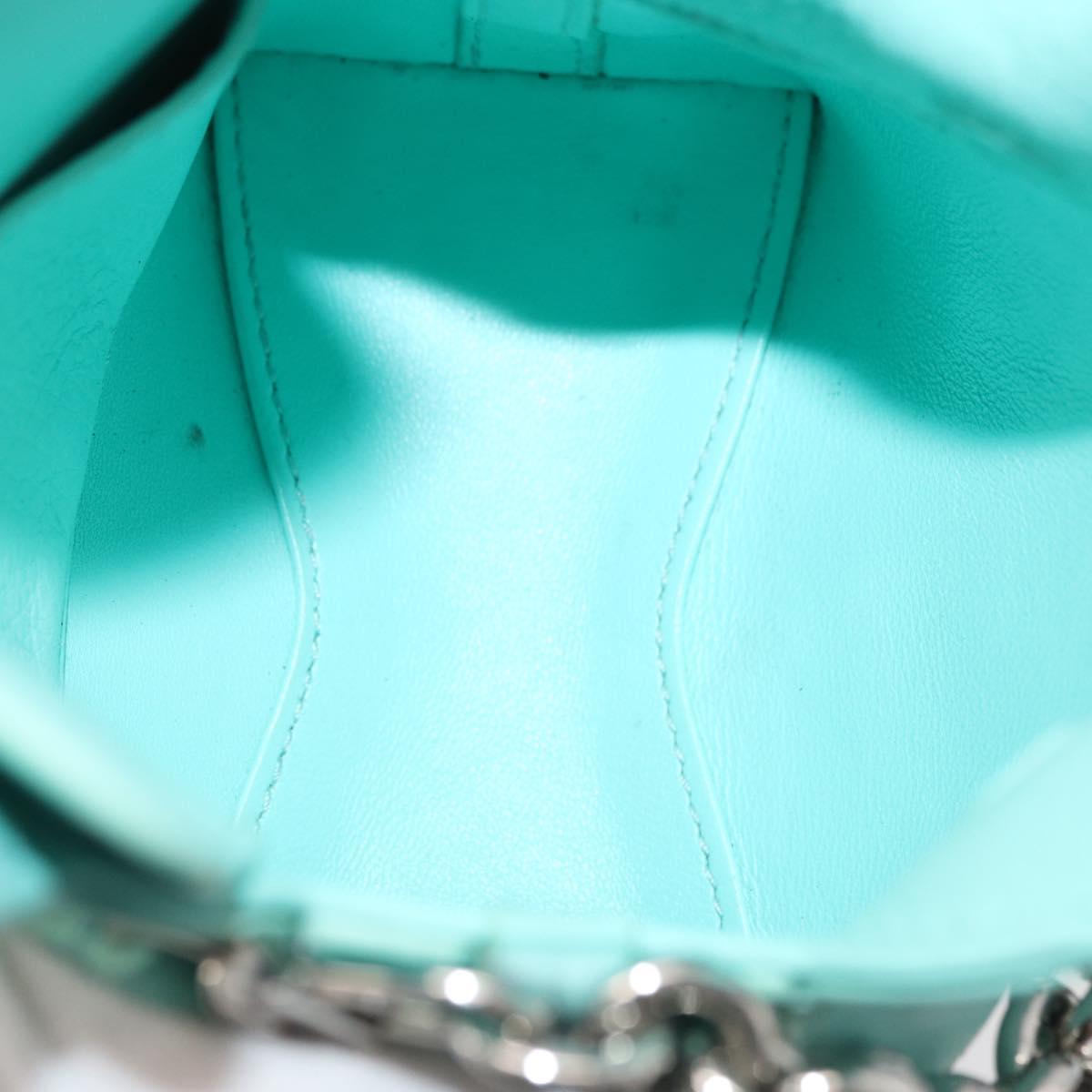 TIFFANY&Co. Return To Charm Bag Leather 2way Turquoise Blue Silver Auth 179961A