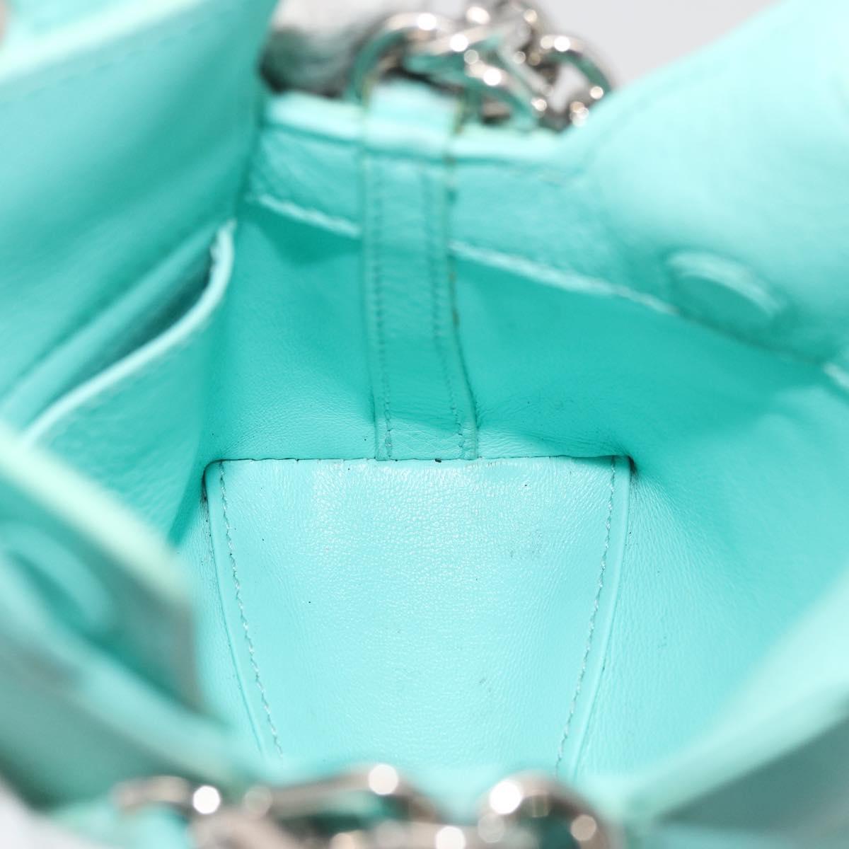 TIFFANY&Co. Return To Charm Bag Leather 2way Turquoise Blue Silver Auth 179961A