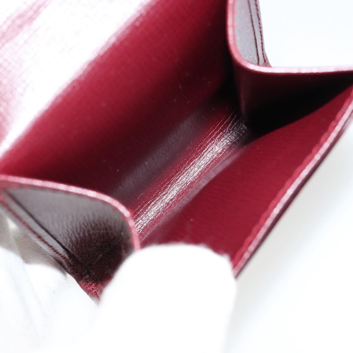 CARTIER Must Line Coin Purse Leather Bordeaux Gold Auth 179966A