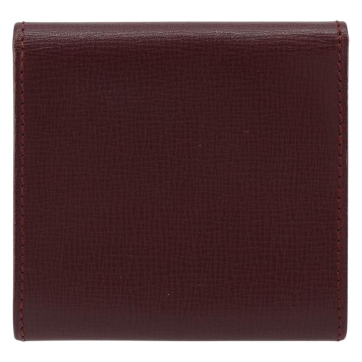 CARTIER Must Line Coin Purse Leather Bordeaux Gold Auth 179966A