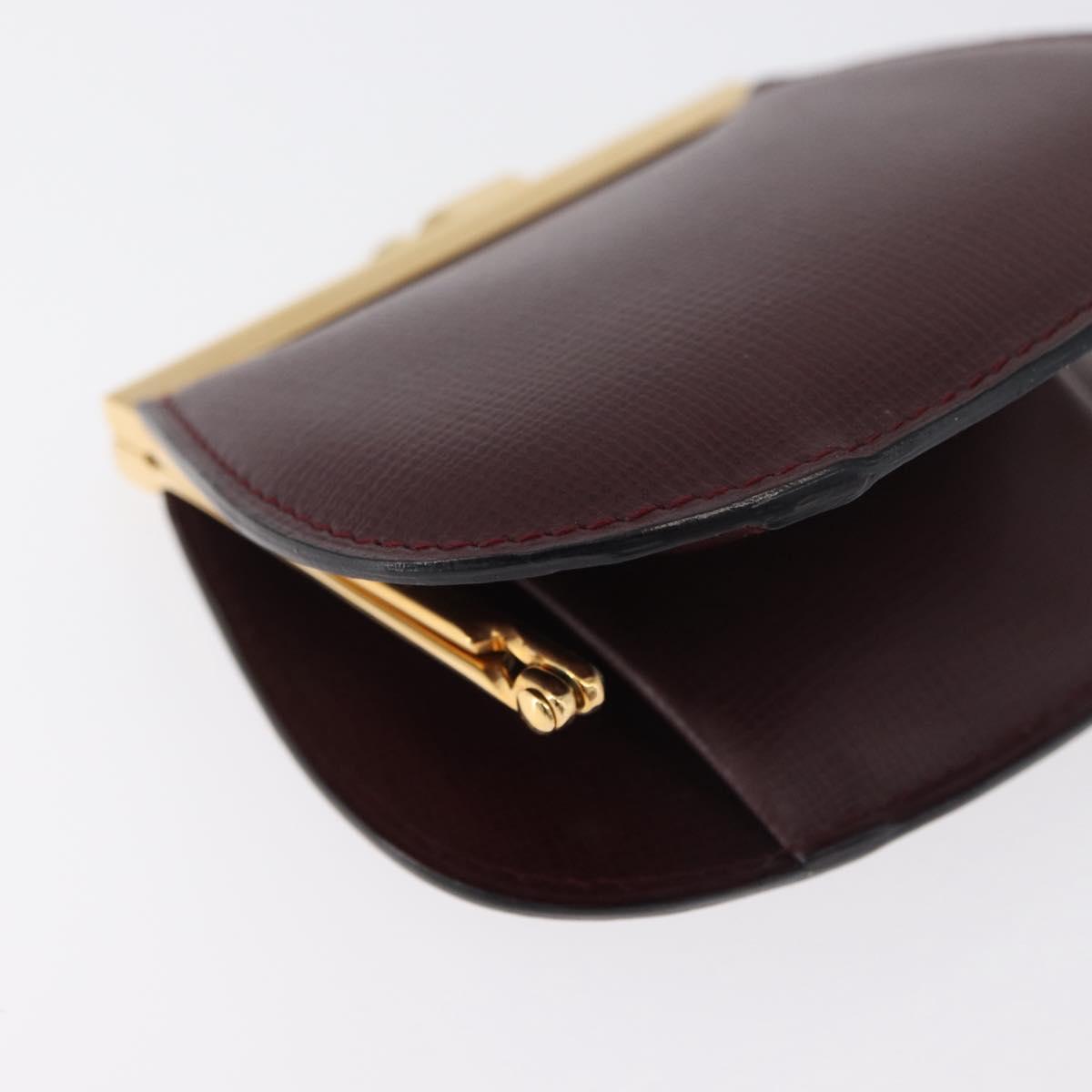 CARTIER Must Line Coin Purse Leather Bordeaux Gold Auth 179967A