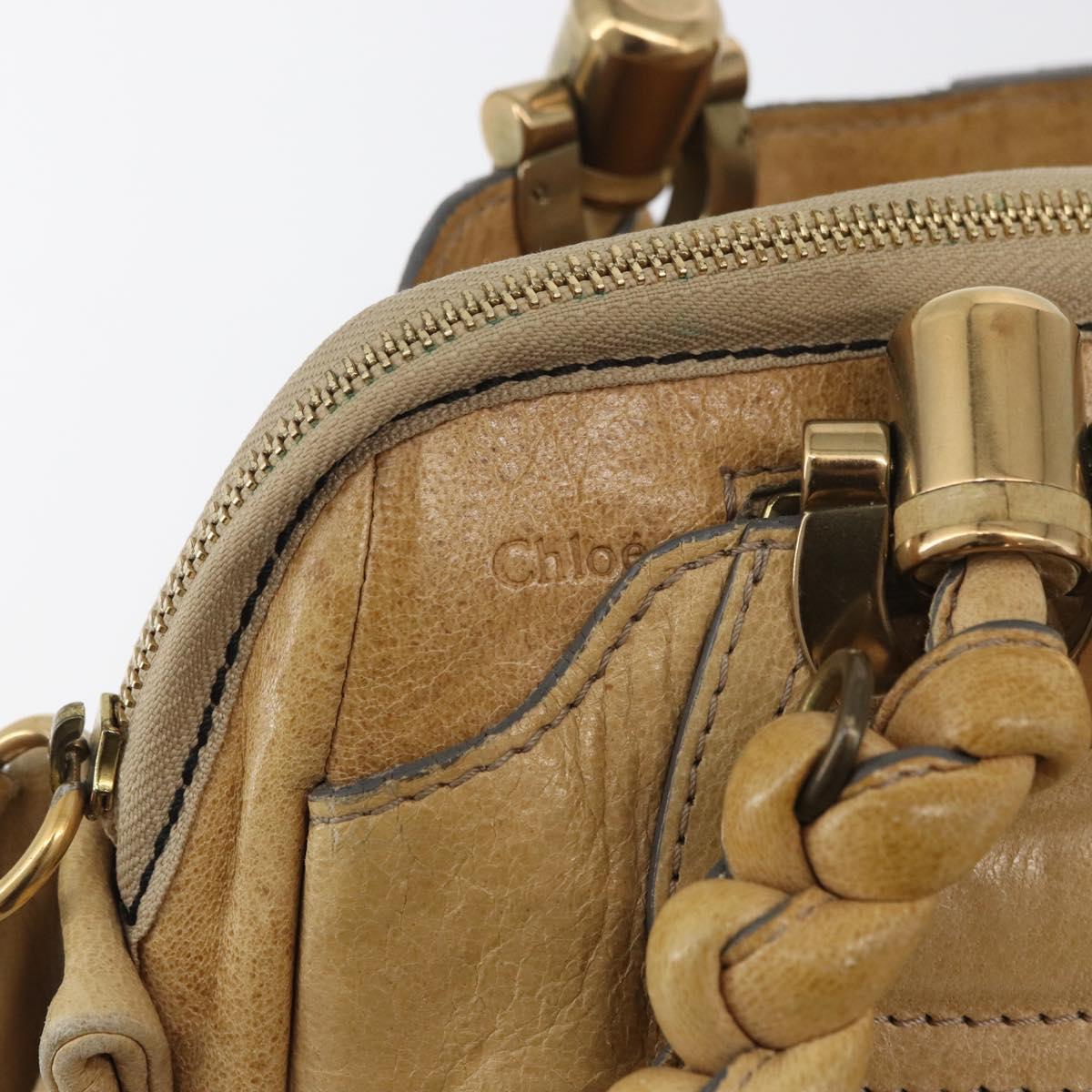 Chloe Hand Bag Leather Beige Gold Auth 179981