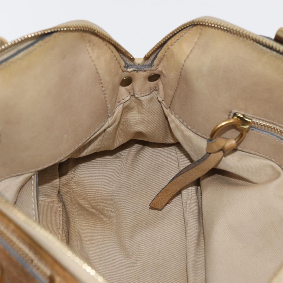Chloe Hand Bag Leather Beige Gold Auth 179981