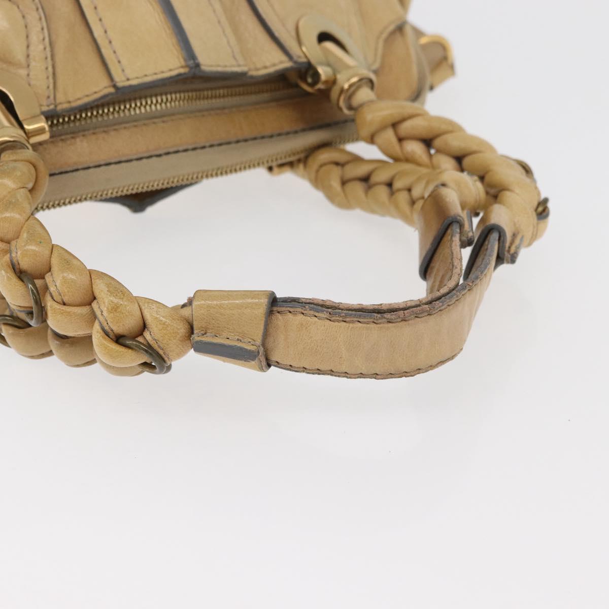 Chloe Hand Bag Leather Beige Gold Auth 179981