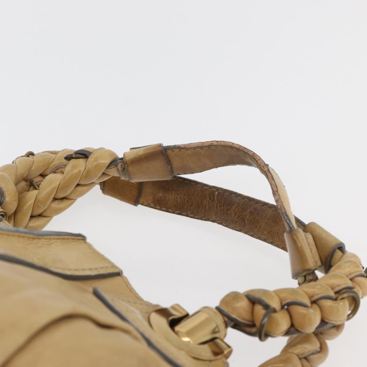 Chloe Hand Bag Leather Beige Gold Auth 179981
