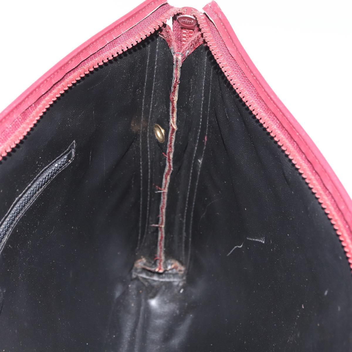 CELINE Macadam Canvas Clutch Bag Red Gold Auth 179982