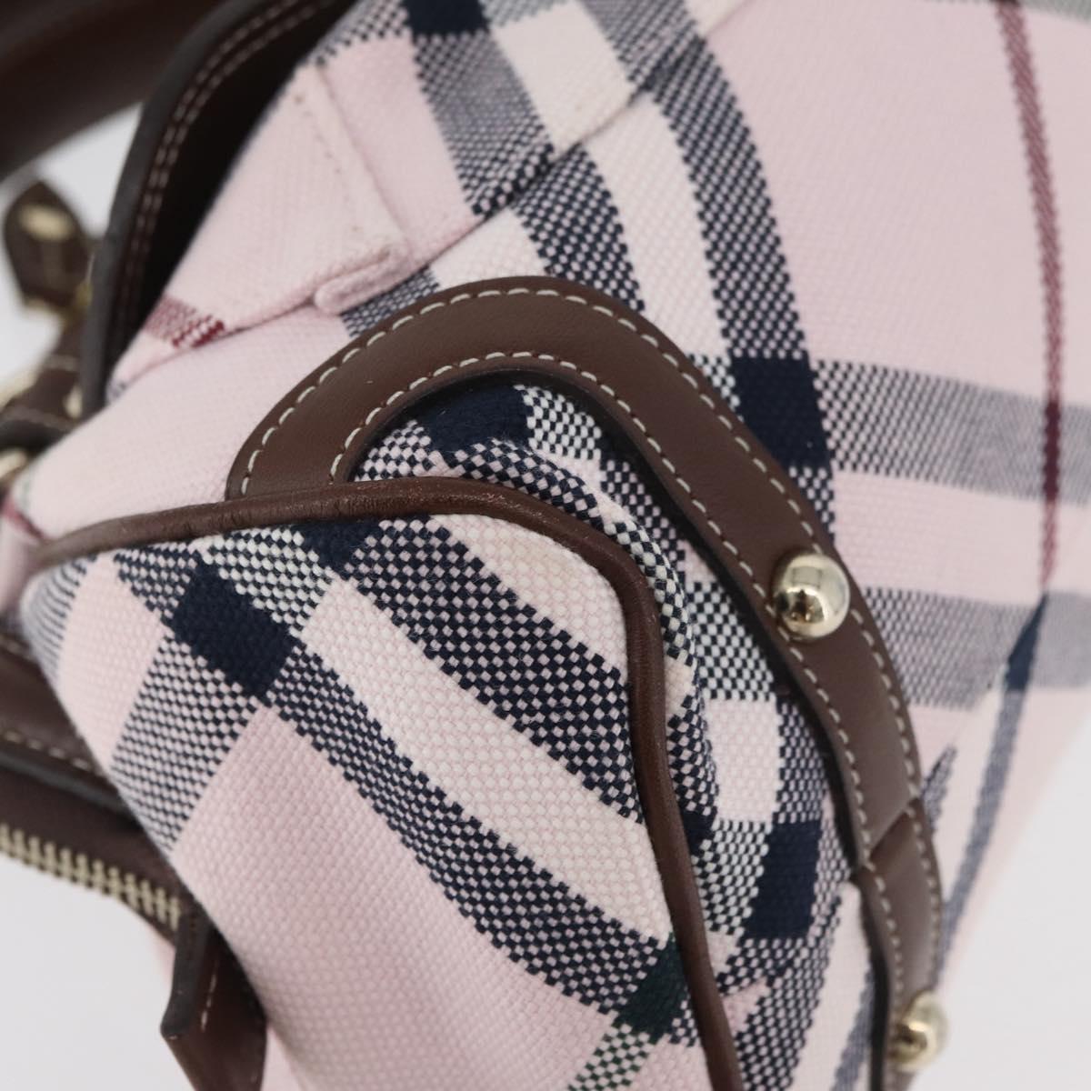 BURBERRY Novacheck Chain Blue Label Hand Bag Canvas Pink Gold Auth 179984