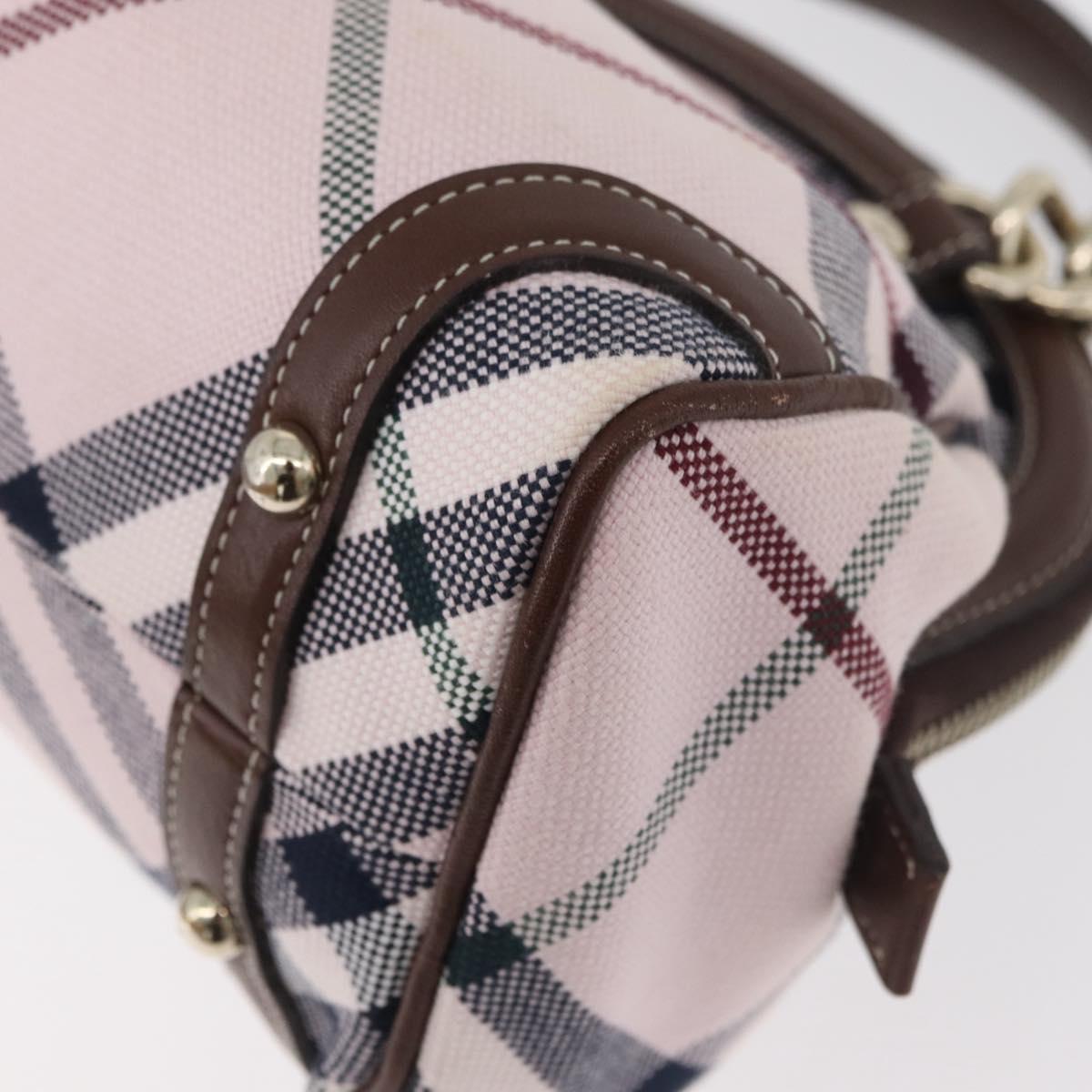 BURBERRY Novacheck Chain Blue Label Hand Bag Canvas Pink Gold Auth 179984