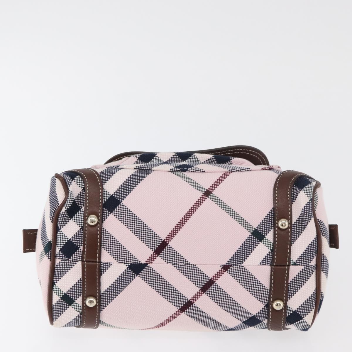BURBERRY Novacheck Chain Blue Label Hand Bag Canvas Pink Gold Auth 179984