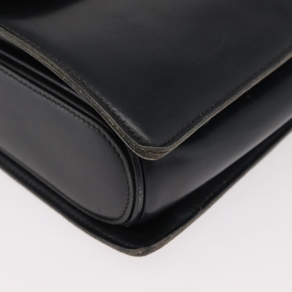 CELINE Shoulder Bag Leather Black Gold Auth 179985