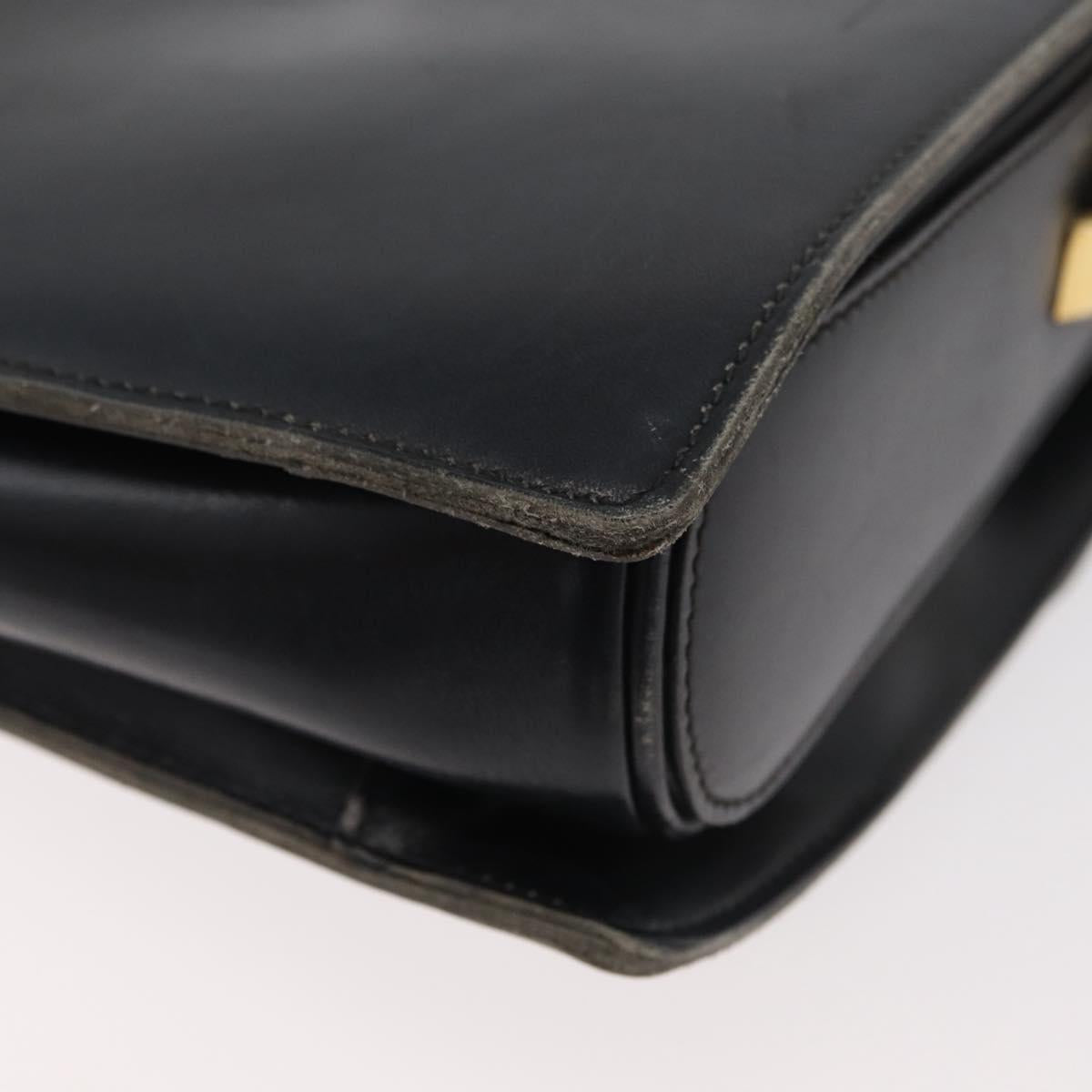 CELINE Shoulder Bag Leather Black Gold Auth 179985